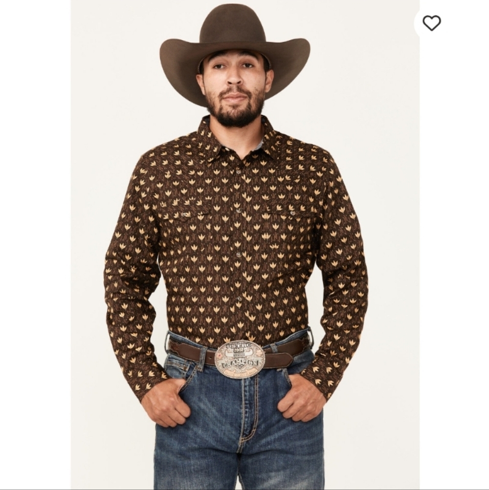 Cody James Men's Reign In Striped Print Long Sleeve Snap Western Shirt XLT EUC